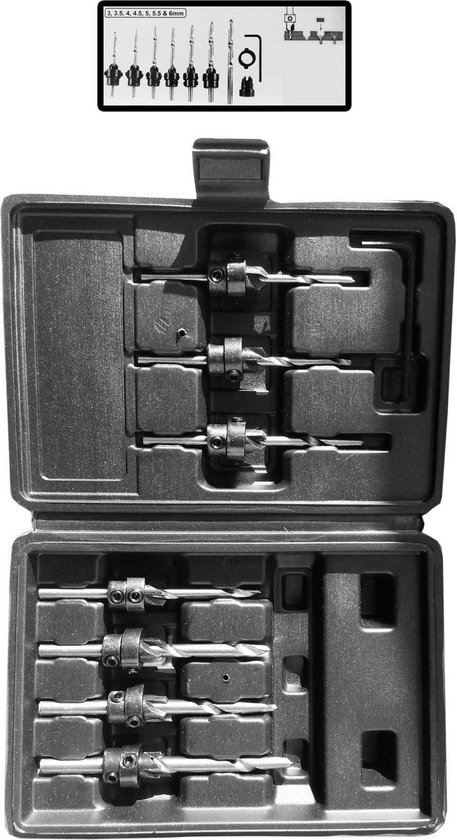 WoodToolsDeco HSS verzinkboor set 7-delig hout WoodToolsDeco HSS verzinkboor set 7-delig hout