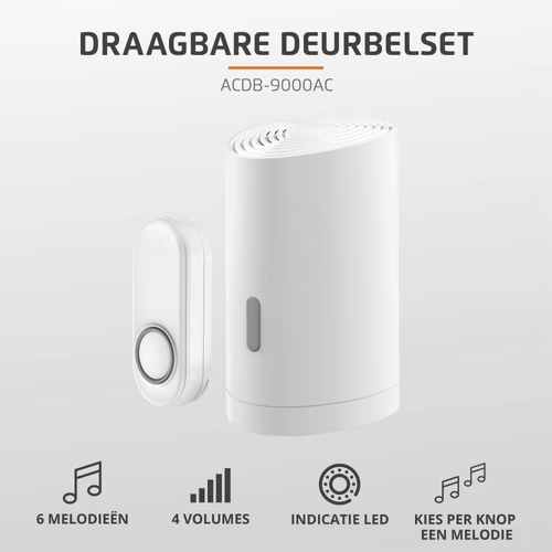KlikAanKlikUit-ACDB-9000AC-Draadloze-deurbel-Mobiele-Gong KlikAanKlikUit-ACDB-9000AC-Draadloze-deurbel-Mobiele-Gong